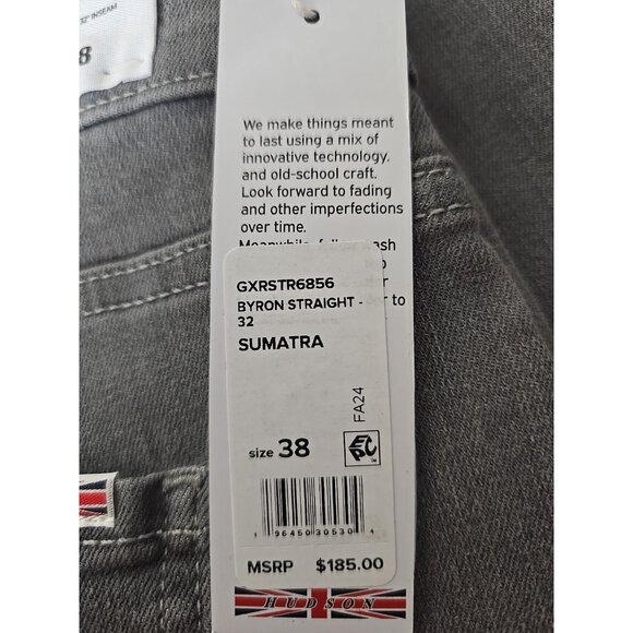 Hudson NWT Men's Jeans Gray Byron Straight Leg Jean Size 38x32 Sumatra t15 - Picture 6 of 7